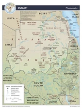 Sudan Physical Geography Geographic Physiographic Map Country Nation Print