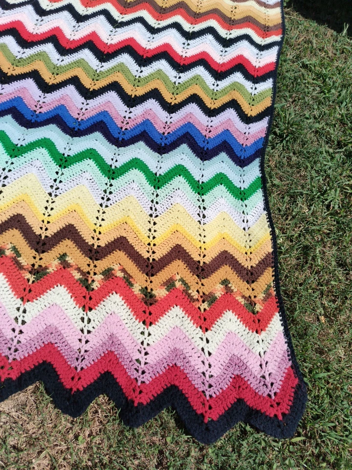 Chevron afgano vintage hecho a mano 80x64 Foto 2 de 4