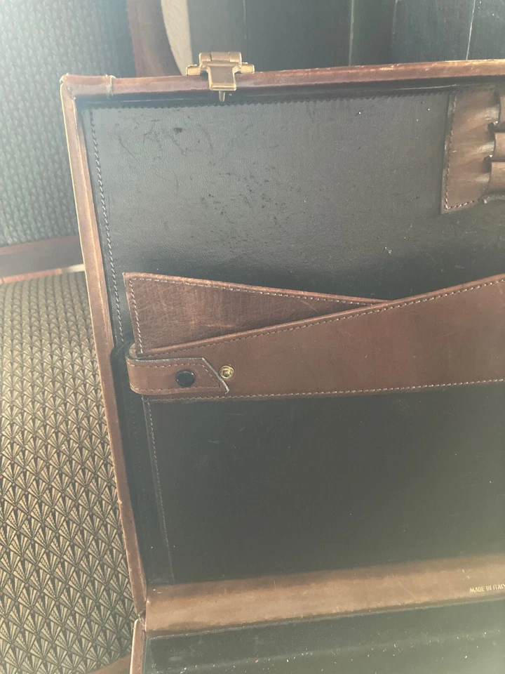 Malette en cuir italien " Lito ", porte documents, attaché case vintage, 1950 - Photo 4/4
