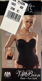 NEW Va Bien Strapless Plunge Bustier Corset Bra 38C Underwire Boned Shapewear