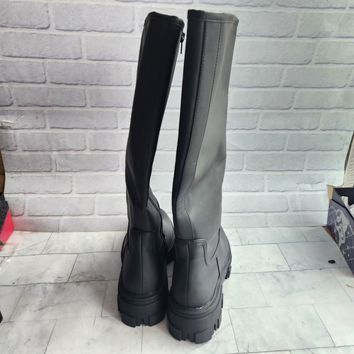 ASOS Design Black Boots Knee High Waterproof Wellies Black Size 8W Unworn - Picture 5 of 8