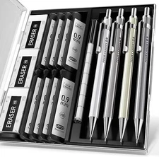 Four Candies 0.9mm Metal Mechanical Pencil Set with Case 4 Count (Pack of 1) 