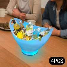 4PCS LED Ice Buckets, Bluetooth Clear Ice Bucket, Wine Ice Bucket