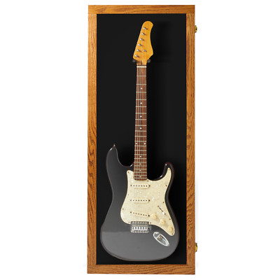 Oak Finish Guitar display case Solid hardwood with Locks 