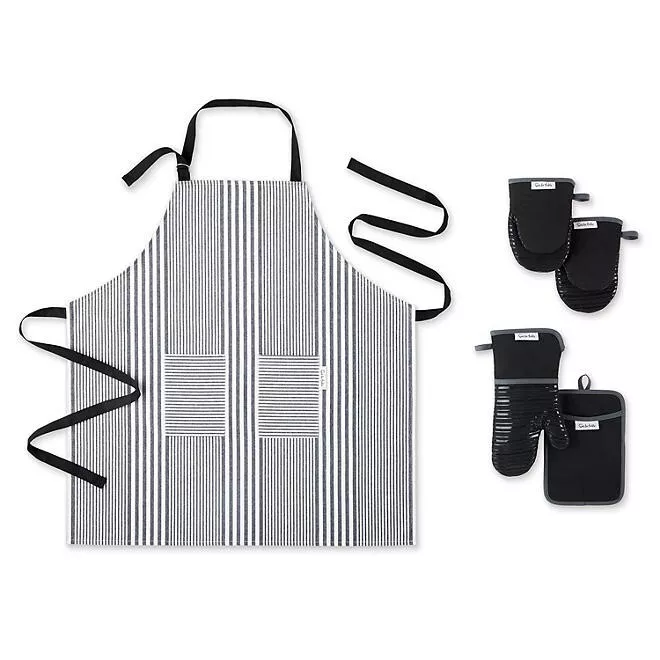 Sur La Table Silicone Striped Oven Mitt, Gray