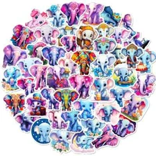 50 Pack of Cute Elephant Stickers for Laptop/Water Bottle/Phone Case/Tumbler