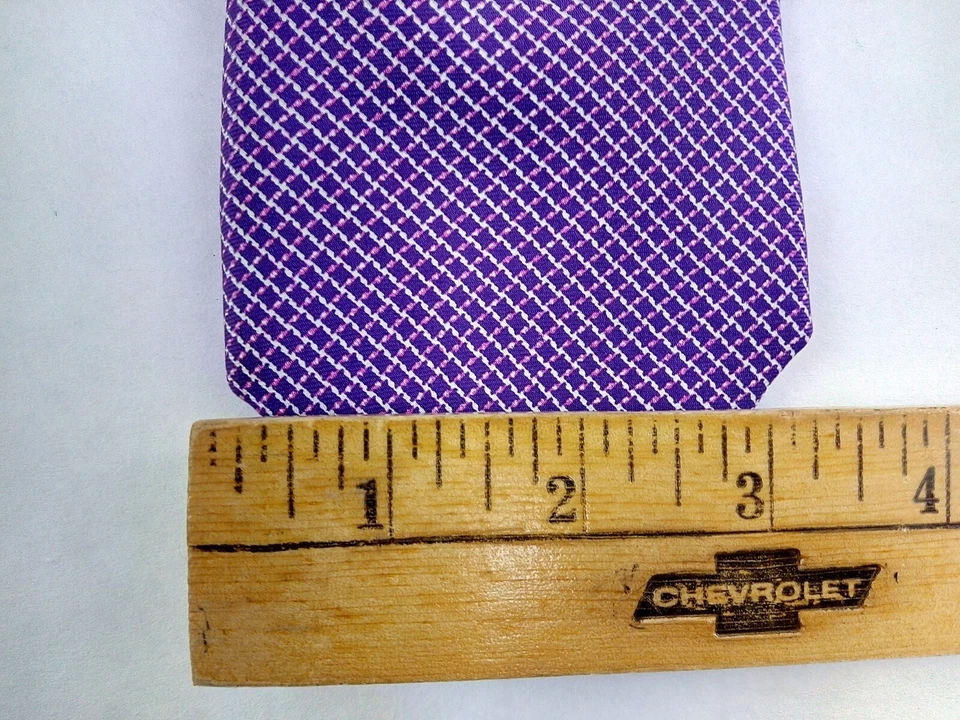 Corbata para hombre MASSIMO DUTTI 100 % seda ITALIA lujo geométrica púrpura blanca Foto 4 de 4