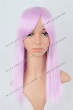 US 20 inch Cosplay Wigs with Bangs 20" Light Pink Heat Resistant Wigs