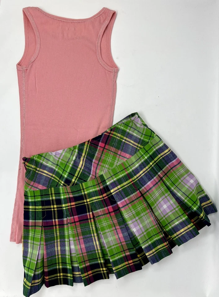 Cherokee Mossimo Pink Green Pleated Skirt Outfit Girls Size M 100% Cotton - Image 2 of 4