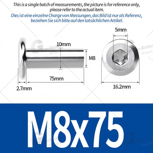 Sleeve Nuts M5-M10 Flat Head Hexagon Socket Furniture Cap Stainless Steel A2 304 - Picture 78 of 89