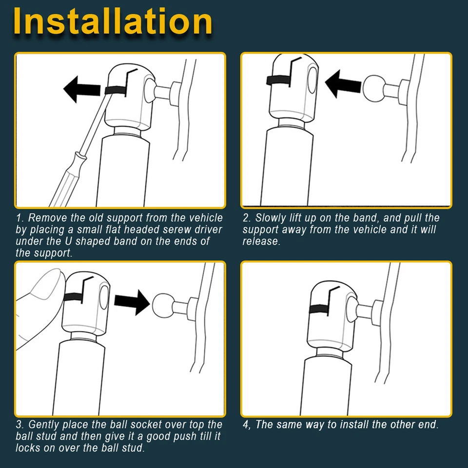 Soportes de elevación del capó trasero con puntales cargados de gas para Porsche 911 912 930 con alerón Foto 4 de 4