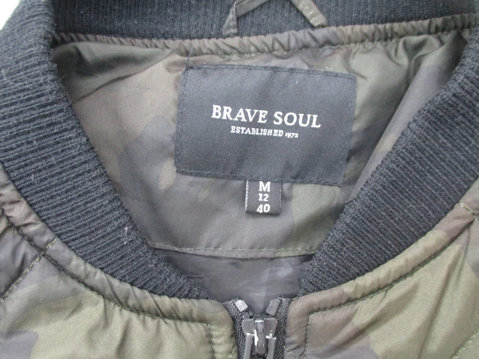 Brave Soul Coat Mens Medium Camo Adult Bomber Jacket Full Zip Quilted - Image 4 of 4