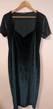 Pretty Little Things Green Velvet Dress Knee Length  Size Medium New