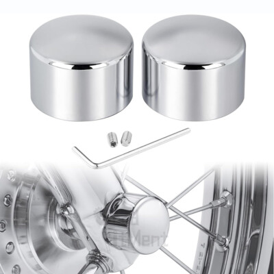 Chrome Front Axle Cap Nut Covers For Harley Street Glide, Road King, Softail, Dyna