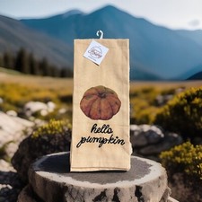 Pumpkin Kitchen Tea Towel Fall Halloween Thanksgiving Farm Harvest Host Gift
