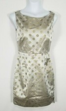Eliza J Metallic Gold Polka Dot  Dress Size 8 Banded Hem