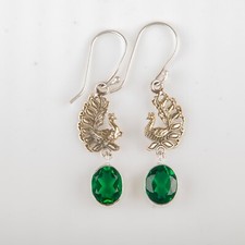 Green Emerald Gemstone Drop/Dangle Earrings 925 Sterling Silver Jewelry