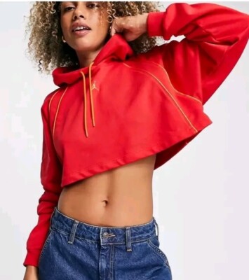 NIKE Air Jordan Cropped Pullover Hoodie DQ4390-612 Fire Red