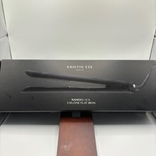 Kristin Ess NanoBlack 3-in-One Flat Iron Black New Ceramic Plates Rounded Barrel