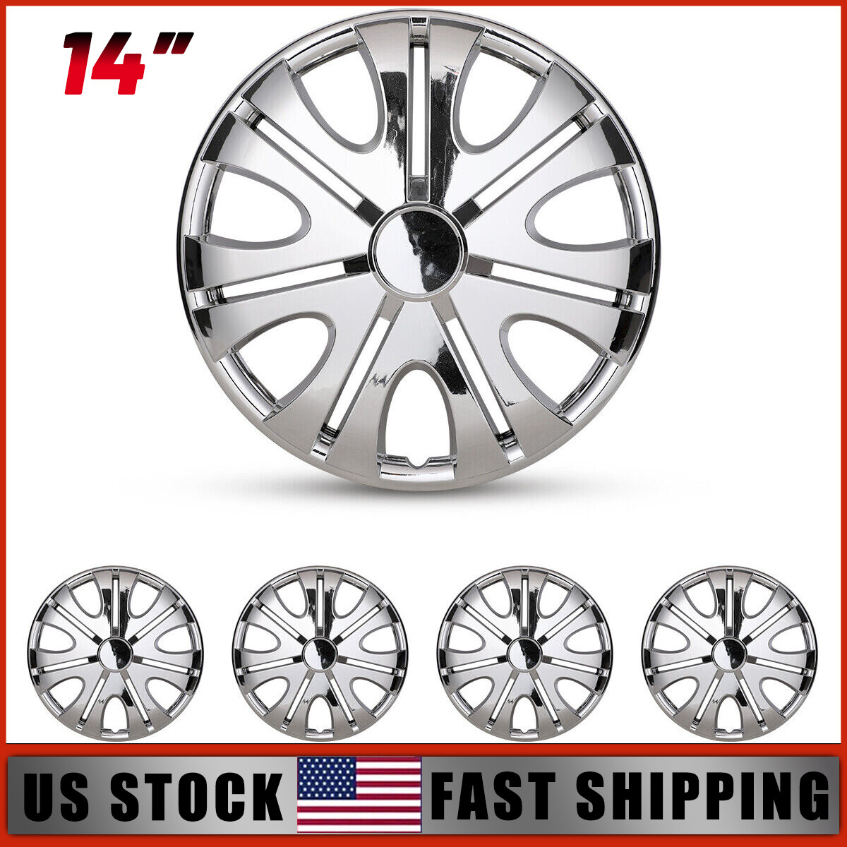 14" 15" Set of 4 Wheel Covers Snap On Full Hub Caps For Tire & Steel Rim Replace