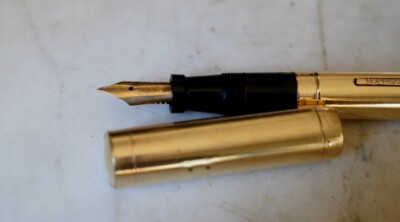 Rare Kugelschreiber Stift MORRISSON'S Pl. Gold 14 K Glatt Hebel Oversize - A