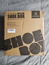 SEE SPRING 12 Pack Shoe Storage Box Clear 14.5"x13.5"x4.5" Waterproof, Stackable