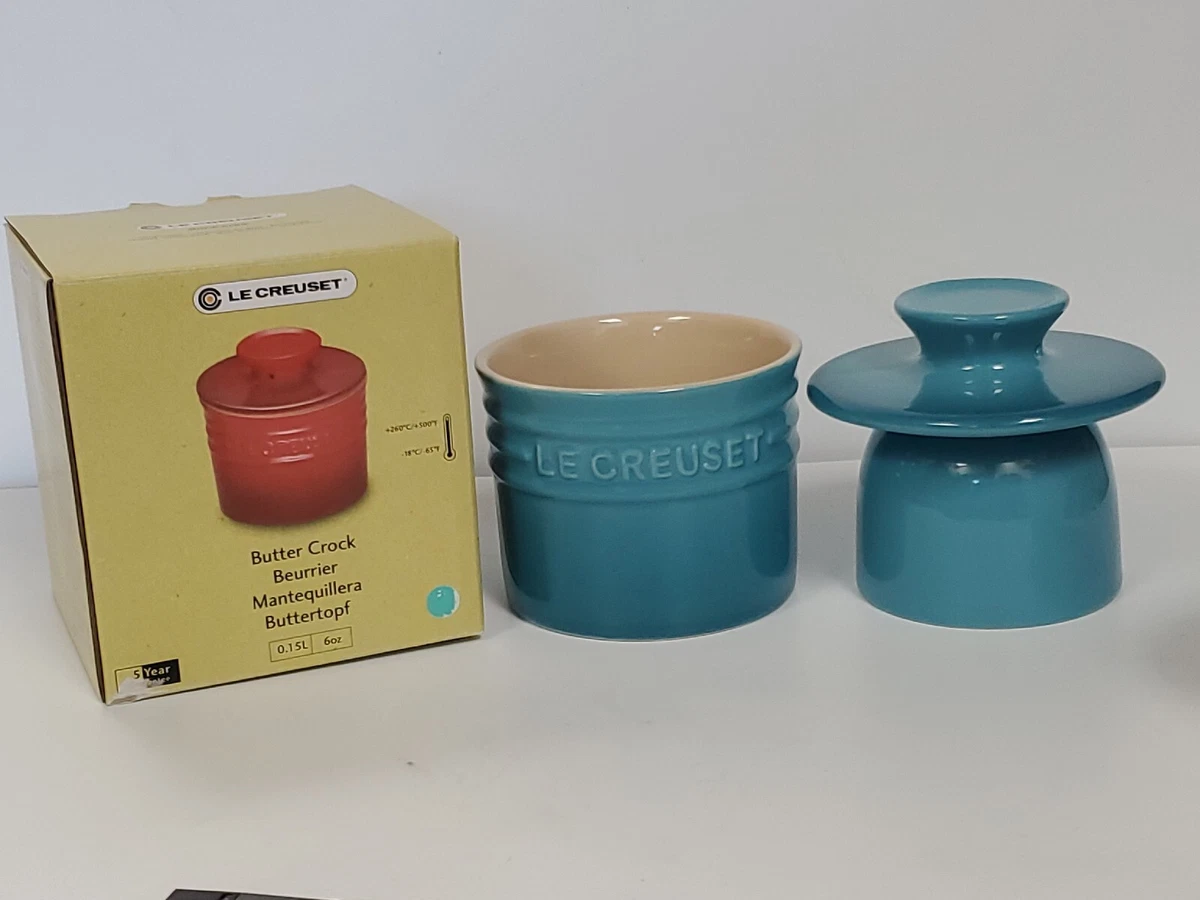 Le Creuset Butter Bell Crock 6oz Caribbean Blue Turquoise Stoneware NEW