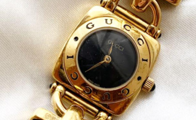 544 稼動 GUCCI 時計 レディース 6300L ゴールド ブラック GUCCI 6300L Horsebit Bezel Gold Roman Square Quartz Watch Black