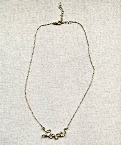 18” ADJUSTABLE STERLING SILVER “LOVE” WORD SPELLED OUT IN CURSIVE NECKLACE - Picture 2 of 4