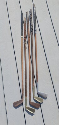 5 Hickory Golf Clubs, George Nicoll, Robert Condie, Hawkins Flanged, L/H Maxwell