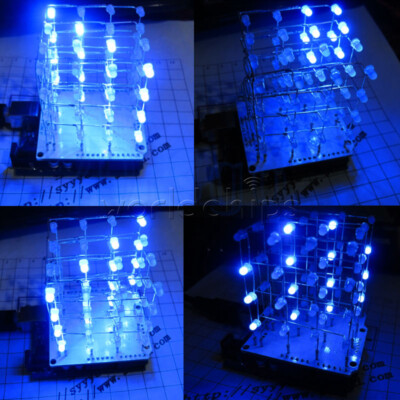 4X4X4 3D Light Cube Kit for Arduino Shield LED Precise DIY Kit Blue | eBay