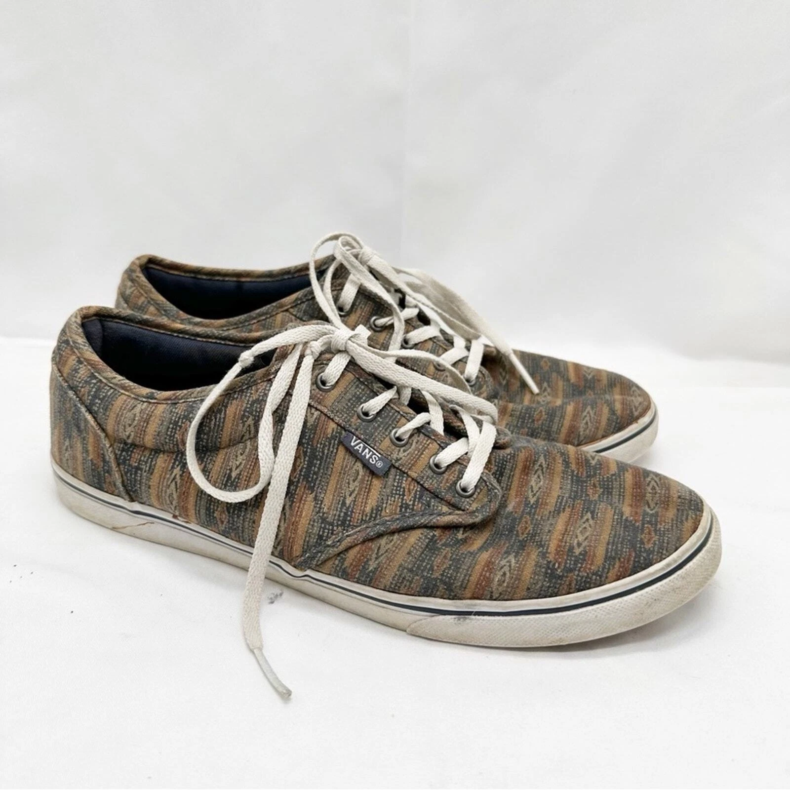Scarpe sneakers basse VANS Atwood donna blu marrone look sud ovest in tela misura 9 5