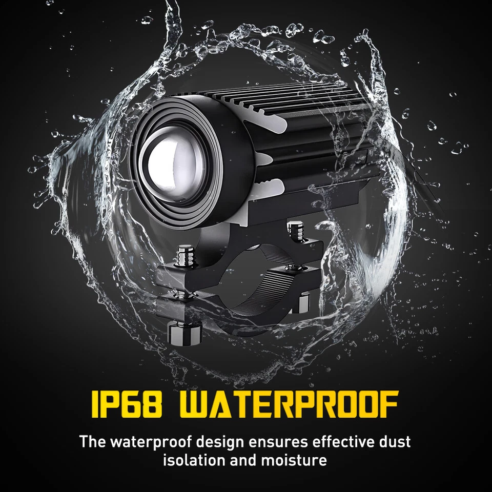 2 PIEZAS Luces LED Auxiliares para Motocicleta Faros Antiniebla Blanco/Ámbar Foto 3 de 4