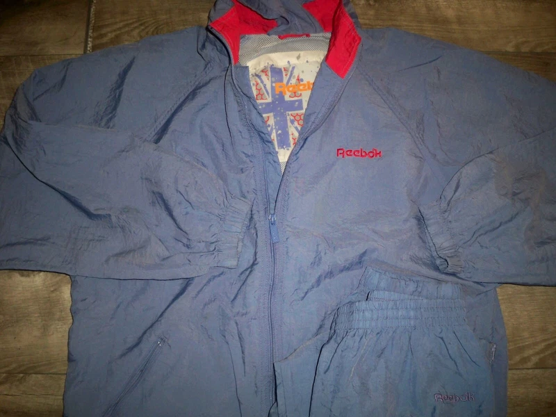 reebok vintage 90s nylon windbreaker full track suit pant jacket