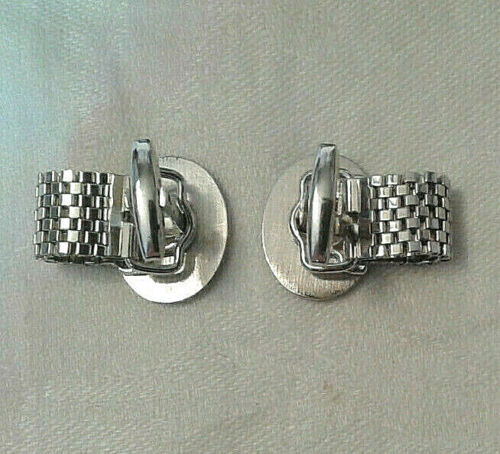 Vintage Foster Signature Silver Tone and Rhinestone Cuff Links & Tie Clasp - Picture 4 of 8