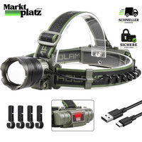 Stirnlampe LED Wiederaufladbar 90000 LM 4 Modi IP65 Wasserdicht FüR Outdoor
