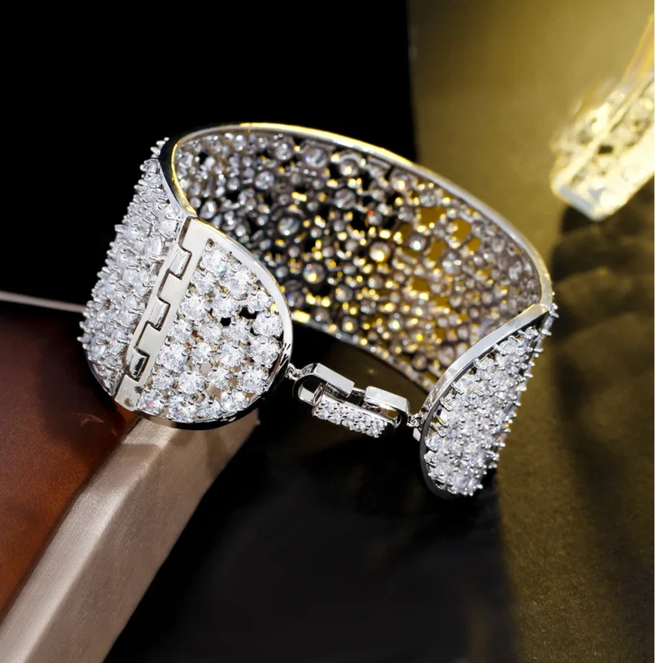 "Brazalete de diamantes simulados de corte redondo de 25 quilates relleno de oro blanco de 18 quilates precioso 7""" Foto 4 de 4