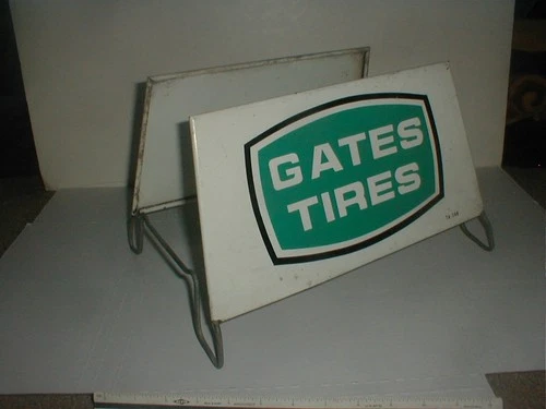 Vtg 1960's GATES TIRES Car Automobile Tin Litho Metal STORE DISPLAY Rack Stand