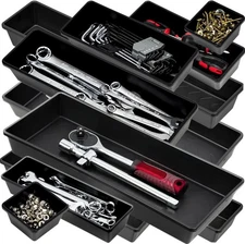 ONREVA Tool Box Organizer Tray Divider Set, Extra Large Toolbox Trays, Black 