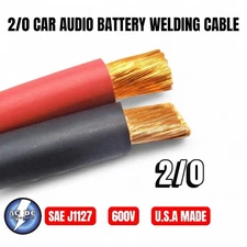 20 FT 2/0 CAR AUDIO BATTERY WELDING CABLE SAE-J1127 10' RED & 10' BLACK 