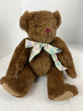 The Vermont Teddy Bear Company Vintage Brown Jointed 16  Plush Bear USA EUC
