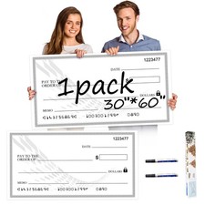 Giant Check  Big Check 30x16 Inch Reusable Award Plaque  Dry Erase Presenta...