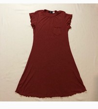 Urban Outfitters Ribbed Short Sleeve Lettuce Trim Dress