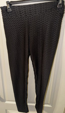 Women's XL Black Textured Ankle Leggings Stretch Polyester Spandex Athleisure