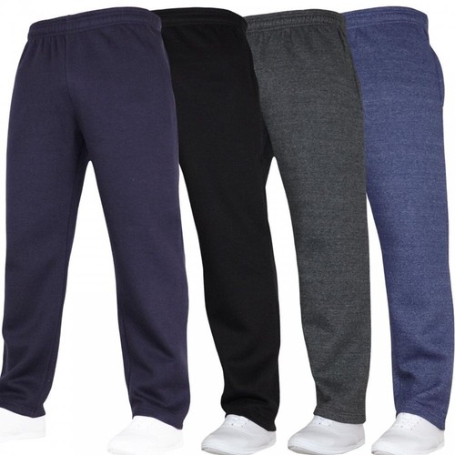 Carabou Mens Fleece Pants Joggers Thick Gym Open Bottom Sports Running Pants - Picture 1 of 10