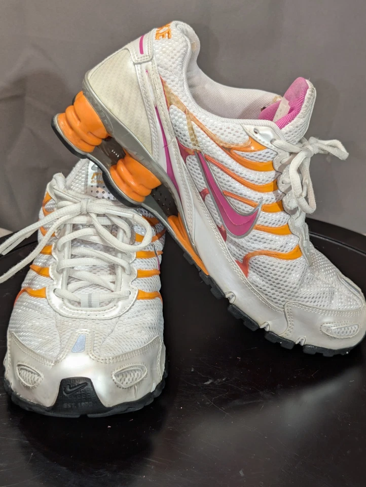 Nike Shox Mujer 8.5 Naranja Rosa Blanco TL Blanco Plata AV3595-100 Tenis Foto 4 de 4