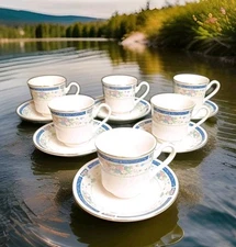Lynn’s Fine China Cups & Saucers DEMITASSE ESPRESSO PORCELAIN Set of 6