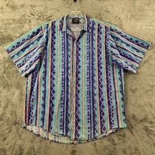 Vintage 80s 90s Vaporwave Shirt M Fast Breakers Hawaiian Short Sleeve Button