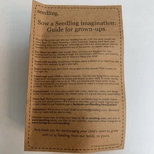 Sow a Seedling imagination: Guide for Grown Up. Creative Learning Kit for Kids.