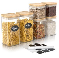 Arendo VorratsgläSer 6Er Set, Borosilikatglas Mit Bambusdeckel